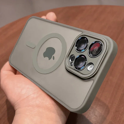 Magnetic Matte Translucent iPhone Case with Lens Protector — MagSafe Compatible, iPhone 11–17 Pro Max