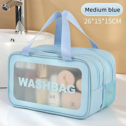 Dry-Wet Separation Travel Bag — Transparent PU Cosmetic & Gym Essentials Bag