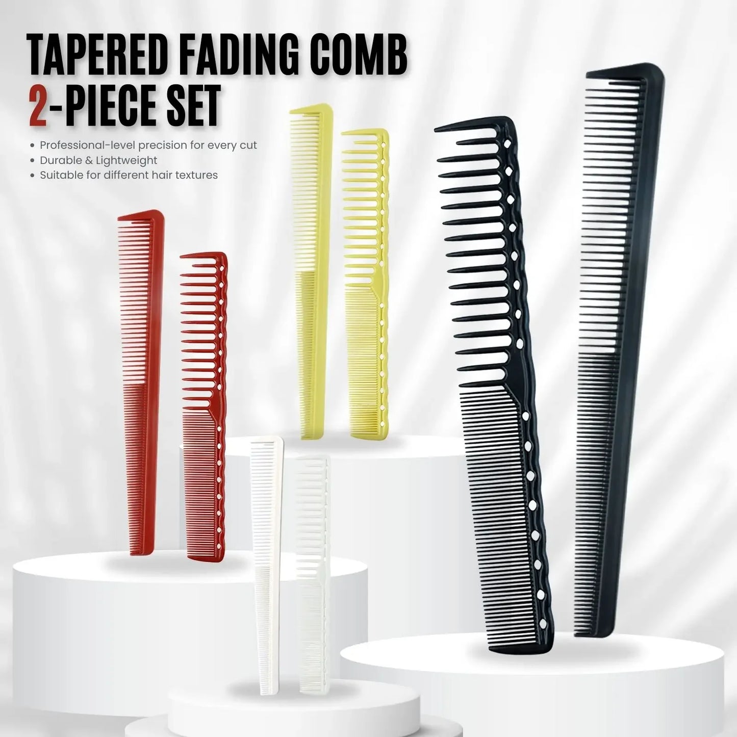 Professional Barbershop Dense Teeth Comb Set — Anti-Static Edge & Corner Comb for Flat Haircut & Styling