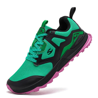 HOBIBEAR Unisex Hiking Sneakers — Lace-Up Outdoor Walking Shoes with Artificial Leather Upper