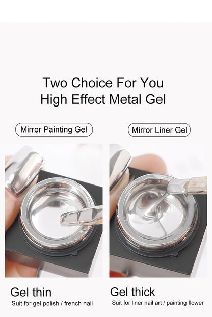 Silver Mirror Nail Liner Gel Polish — Metallic, Semi-Permanent, 5ml
