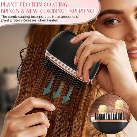Mini Rechargeable Hair Straightener Brush — 3-Speed Temperature Control Anti-Scald Portable Travel Styling Tool