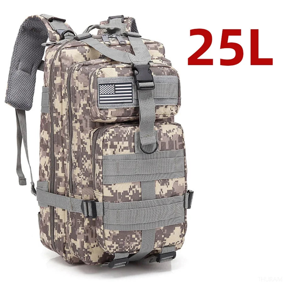 25L/50L Tactical Hiking Backpack — Waterproof Nylon Rucksack for Camping, Trekking, Fishing & Hunting
