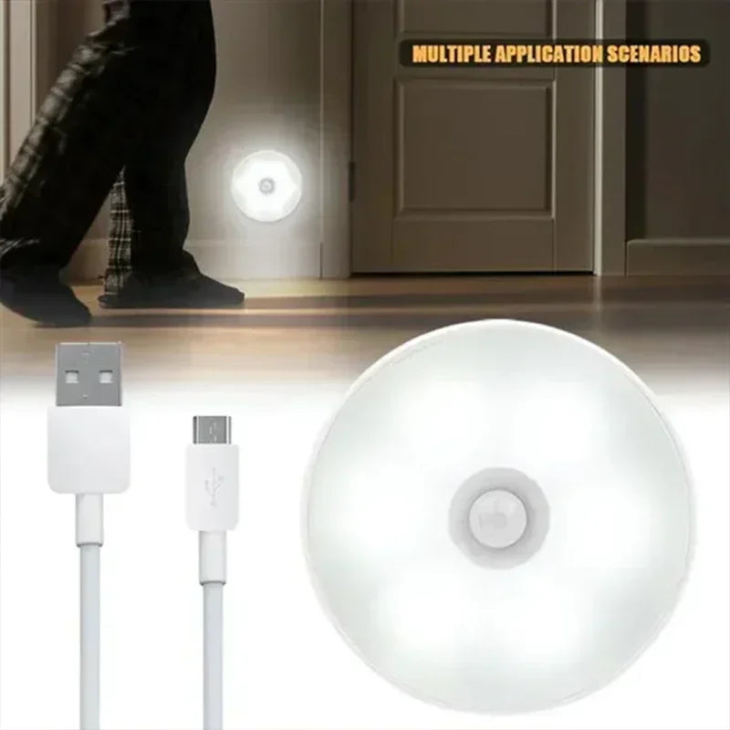 USB Rechargeable Motion Sensor Night Light — LED Lamp for Kitchen, Bedroom, Stairs, Hallway & Closet