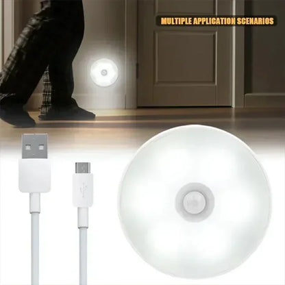 USB Rechargeable Motion Sensor Night Light — LED Lamp for Kitchen, Bedroom, Stairs, Hallway & Closet