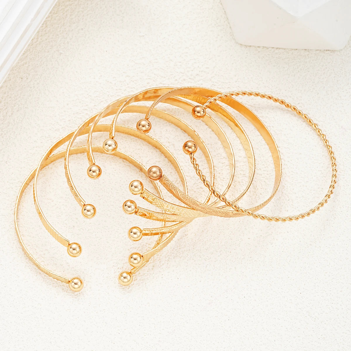 7-Piece Women’s Gold-Tone Punk Bracelet Set