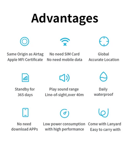 JSPTEC Bluetooth GPS Tracker — IPX5 Waterproof Mini Finder for Kids, Pets, Elderly & Keys (iOS)