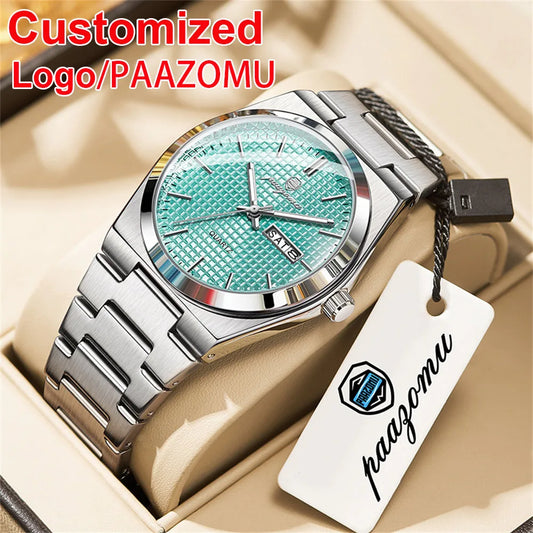 PAAZOMU Luxury Men's Chronograph Watch — Luminous Waterproof Quartz Watch with Date Display
