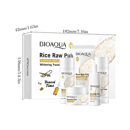 Rice Puree Whitening Skincare Set & Soap — Brightening & Hydrating Cleanser, Toner, Essence, Lotion & Cream