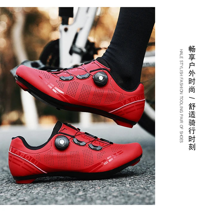 MTB Cycling Shoes with Self-Locking Cleats — Men's & Women's Road Bike Racing Bicycle Footwear