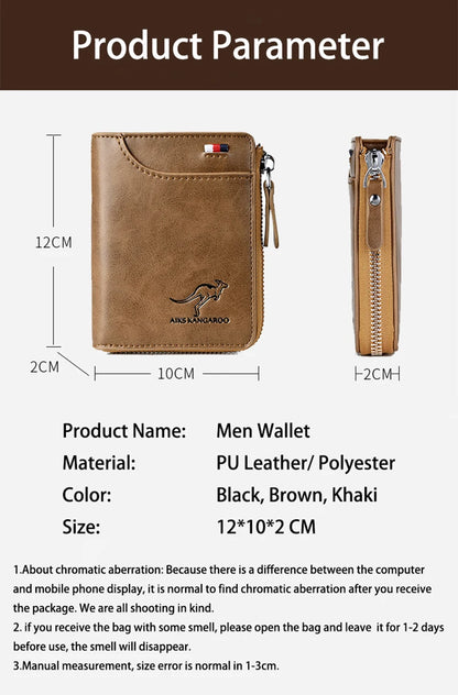 Men's RFID Luxury Leather Wallet — Business Card Holder, Zipper Coin Purse & Bifold