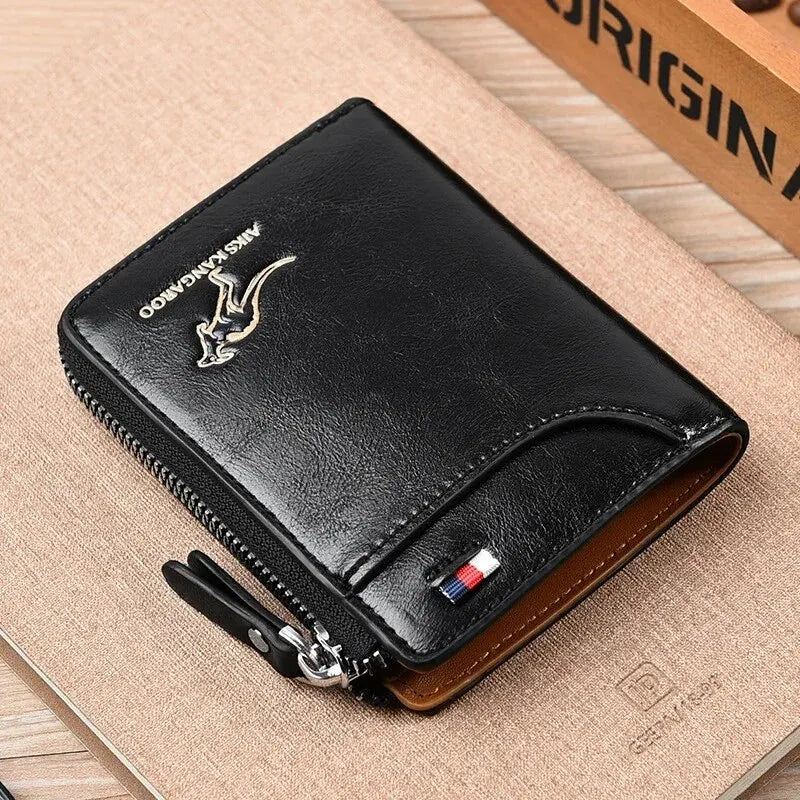Men's RFID Luxury Leather Wallet — Business Card Holder, Zipper Coin Purse & Bifold