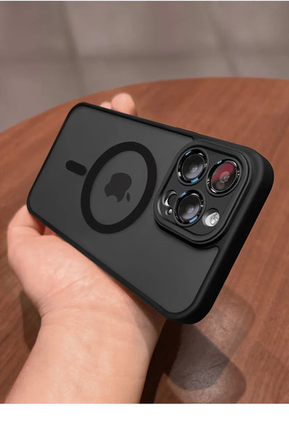 Magnetic Matte Translucent iPhone Case with Lens Protector — MagSafe Compatible, iPhone 11–17 Pro Max