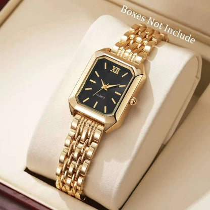 Women’s Rectangle Quartz Watch – Gold & Silver Styles