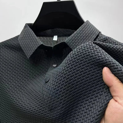 Men's Business Casual Polo Shirt — Breathable Bone Flower Short Sleeve Summer Top