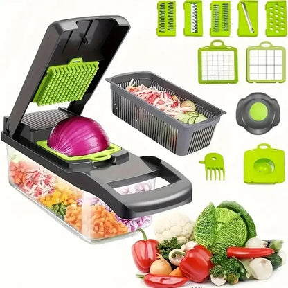 16-in-1 Multifunctional Vegetable Cutter Set — Dice, Slice, Shred & Grate Fruits and Vegetables