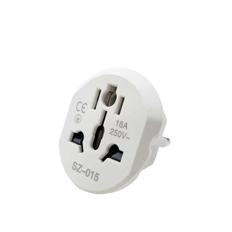 Universal Travel Adapter Converter — EU & Korea Plug 16A 250V with 2 Round Pin Socket for AU, US, UK & CN to EU/KR