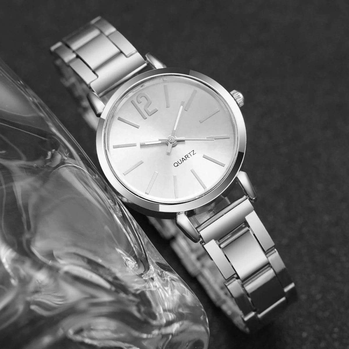2-Piece Women’s Quartz Watch & Cuff Bracelet Set