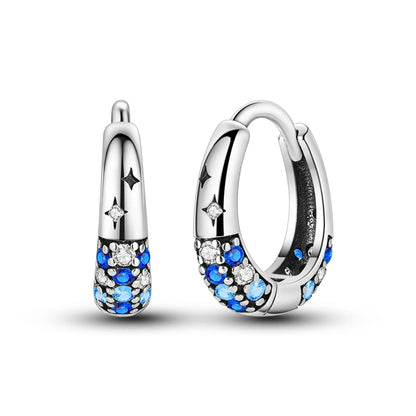 925 Sterling Silver Blue Zircon Butterfly Hoop Earrings — Colored Fine Jewelry for Women & Girls