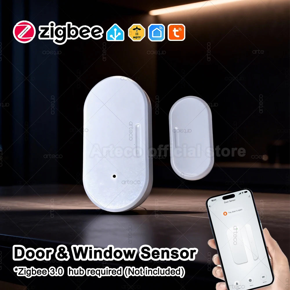 ZigBee Smart Door & Window Sensor — Magnetic Contact Open/Close Detector for Smart Home Security