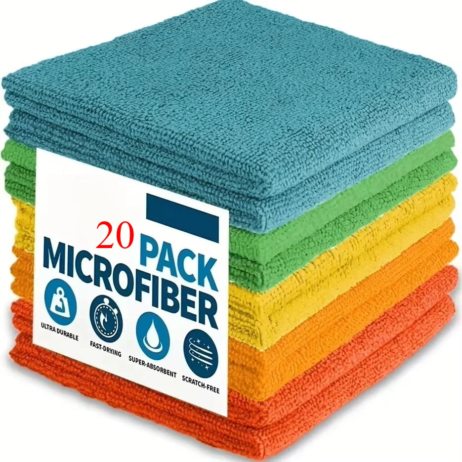 Microfiber Kitchen Cleaning Cloths — Ultra-Fine Fiber Absorbent & Stain-Removing Towels (5, 10 or 20 Pack)