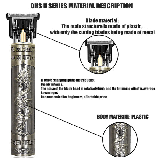 Rechargeable T9 Detail Hair & Beard Trimmer – 12 Designs