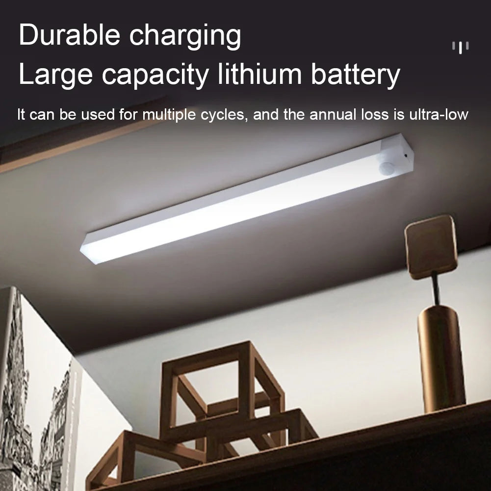 LED Motion Sensor Cabinet Light — USB Type-C Rechargeable Wireless Night Light for Kitchen, Wardrobe & Stairs