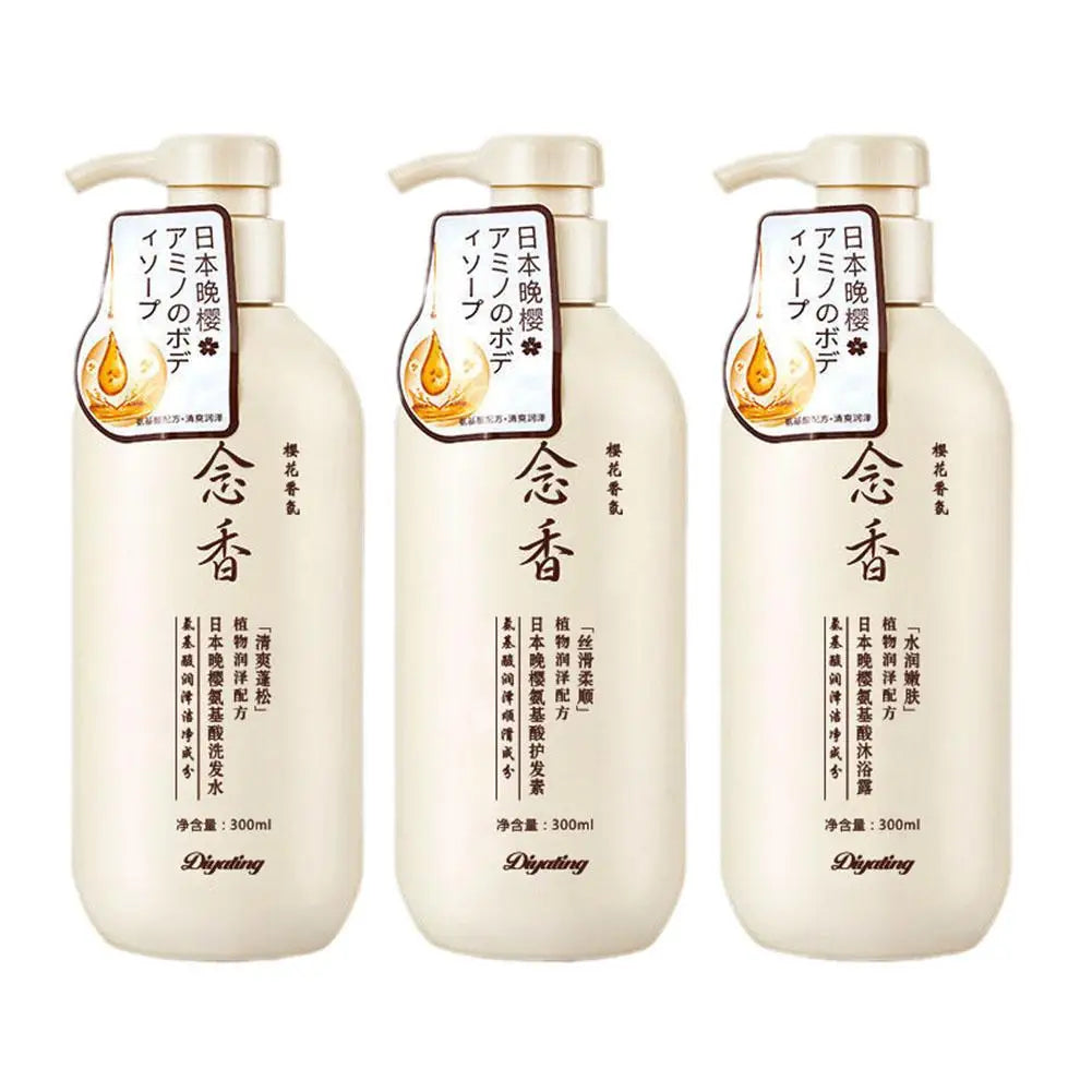 Amino Acid Japanese Evening Shampoo & Conditioner — 300ml Fragrant Hair Care for Soft, Healthy Hair