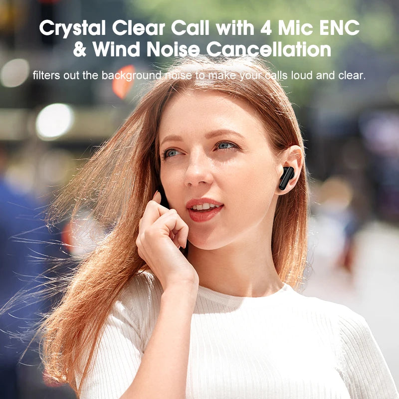 QCY T13 ANC Wireless Earbuds — Bluetooth 5.3, Active Noise Cancellation & 4-Mic ENC for Clear Calls