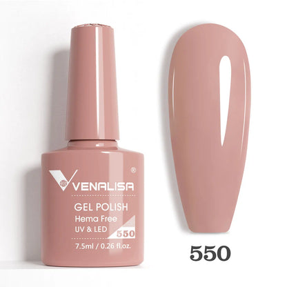 Venalisa HEMA-Free Glitter Gel Nail Polish — Full Coverage UV LED Soak-Off, Jelly Pink & Nude