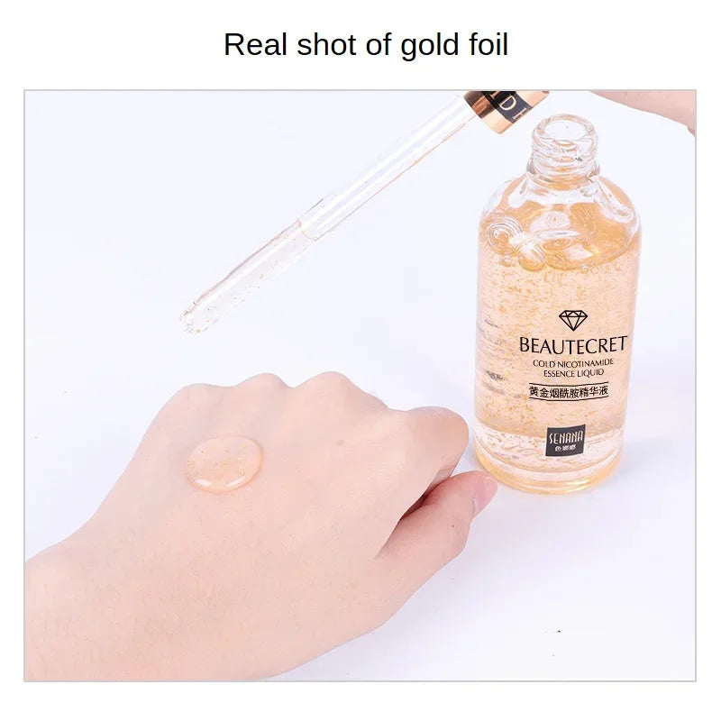24K Gold Hyaluronic Acid & Niacinamide Face Serum — Brightening, Pore-Minimizing & Firming Facial Essence