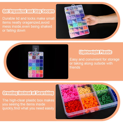 Clear Plastic Jewelry & Bead Storage Organizer Box — Earring & Accessory Display Case
