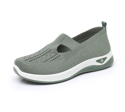 Women's Breathable Non-Slip Walking Flat Shoes — Soft Sole Casual Shoes for Middle-Aged & Elderly Women