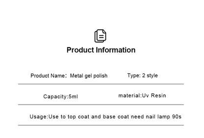 Silver Mirror Nail Liner Gel Polish — Metallic, Semi-Permanent, 5ml