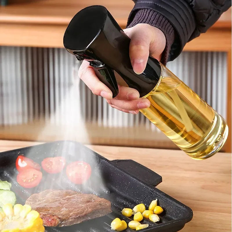 Kitchen Oil Spray Bottle — 200/300/500ml Mist Sprayer & Oil Brush for Cooking, BBQ & Baking
