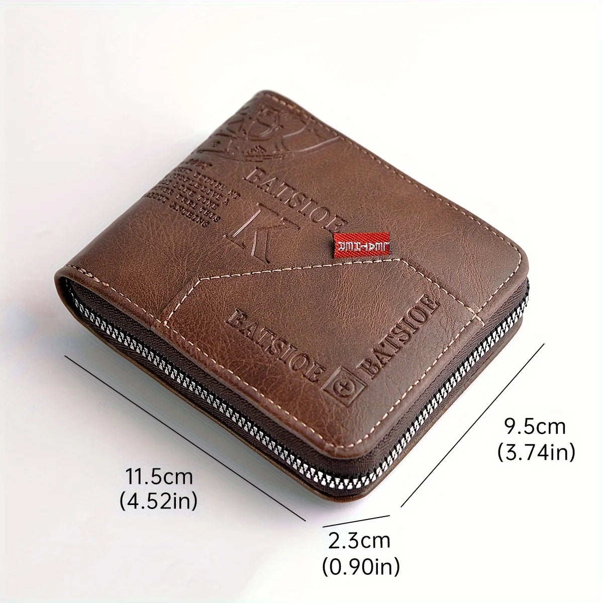 Men's PU Wax Oil Skin Zipper Wallet — Short Coin Purse & Card Holder with Zip-Around Closure