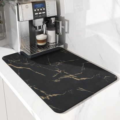 Anti-Slip Coffee Station Mat — Rubber-Backed Water-Absorbent Dish Drying & Drainage Pad for Kitchen Worktops