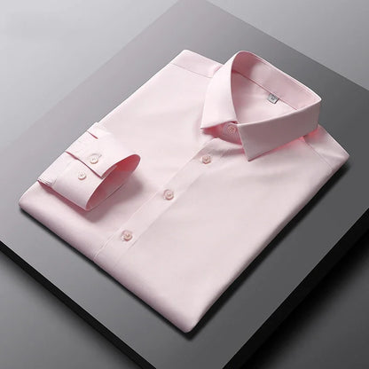 Men’s Solid Long-Sleeve Smart-Casual Shirt – M–4XL