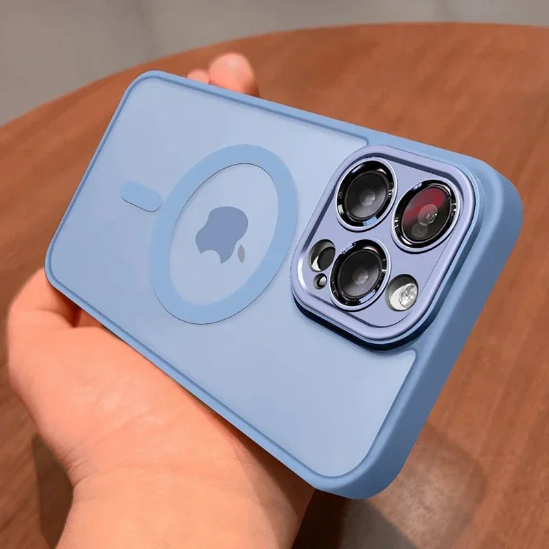 Magnetic Matte Translucent iPhone Case with Lens Protector — MagSafe Compatible, iPhone 11–17 Pro Max