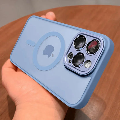 Magnetic Matte Translucent iPhone Case with Lens Protector — MagSafe Compatible, iPhone 11–17 Pro Max
