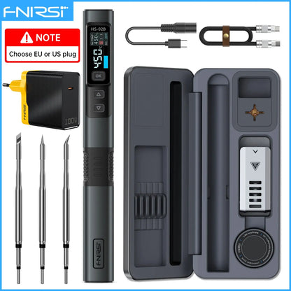 FNIRSI HS-02 Portable Soldering Iron — 100W PD, Adjustable 100-450°C Temperature & Fast Heating