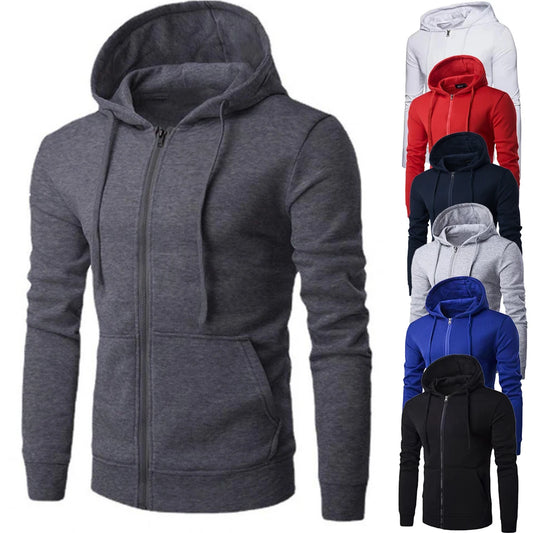 Men's Slim Fit Zip-Up Hoodie — Long Sleeve Autumn Sweatshirt Jacket