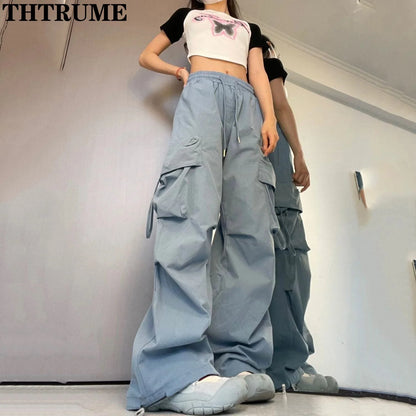 Women's Retro Vintage Baggy Pants — Oversized High Street Drawstring Trousers with Pockets