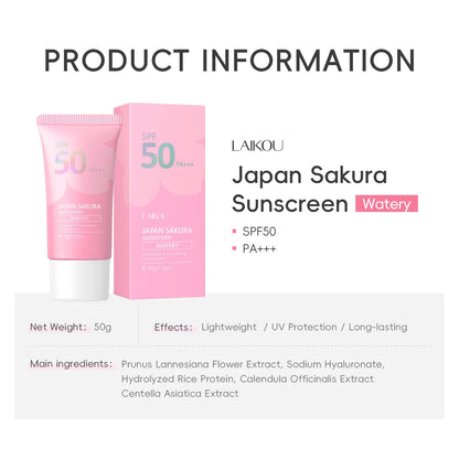 Laikou Sakura Moisturizing Sunscreen SPF50 — Gel Isolation Lotion, 50g