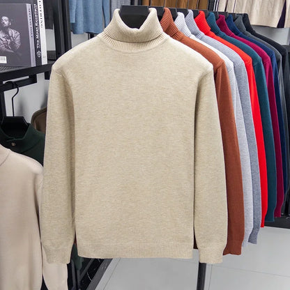 Men's Slim Fit Knitted Turtleneck Sweater — Anti-Pilling Long Sleeve Pullover