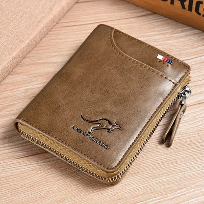 Men's RFID Luxury Leather Wallet — Business Card Holder, Zipper Coin Purse & Bifold