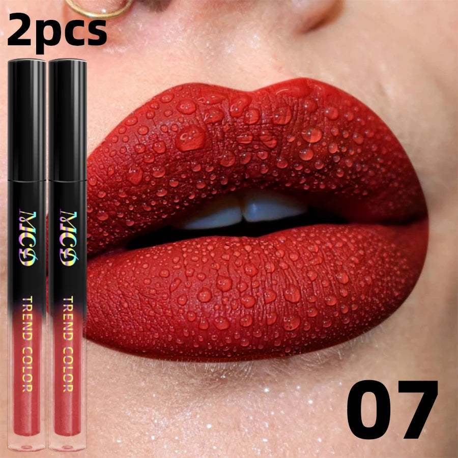 19-Color Matte Velvet Liquid Lipstick — Waterproof Long-Lasting Lip Glaze in Nude, Red & Black Shades