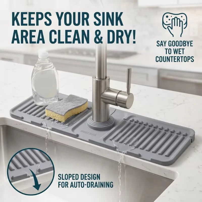 Silicone Sink Storage Tray — Drain Design Sponge & Soap Holder for Kitchen