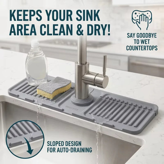 Silicone Sink Storage Tray — Drain Design Sponge & Soap Holder for Kitchen