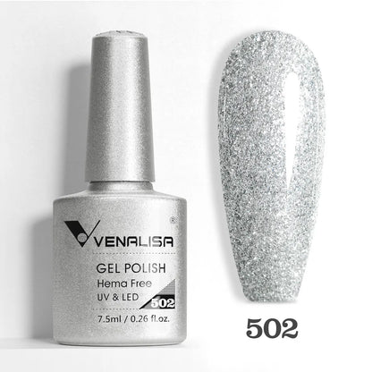 Venalisa HEMA-Free Glitter Gel Nail Polish — Full Coverage UV LED Soak-Off, Jelly Pink & Nude